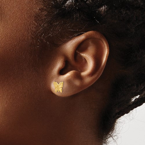Load image into Gallery viewer, 14K yellow gold butterfly earrings
