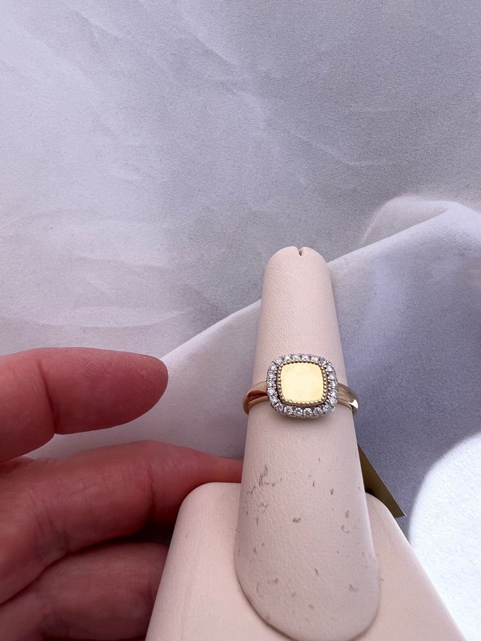 Cushion Shaped Yellow Gold Diamond Ring